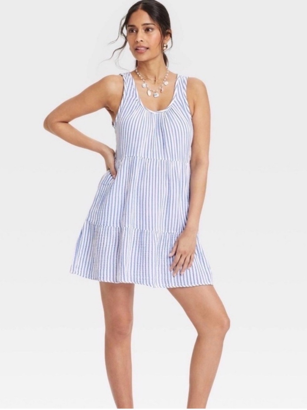 Universal Thread 100% Cotton Blue & White Stripe Sun Dress